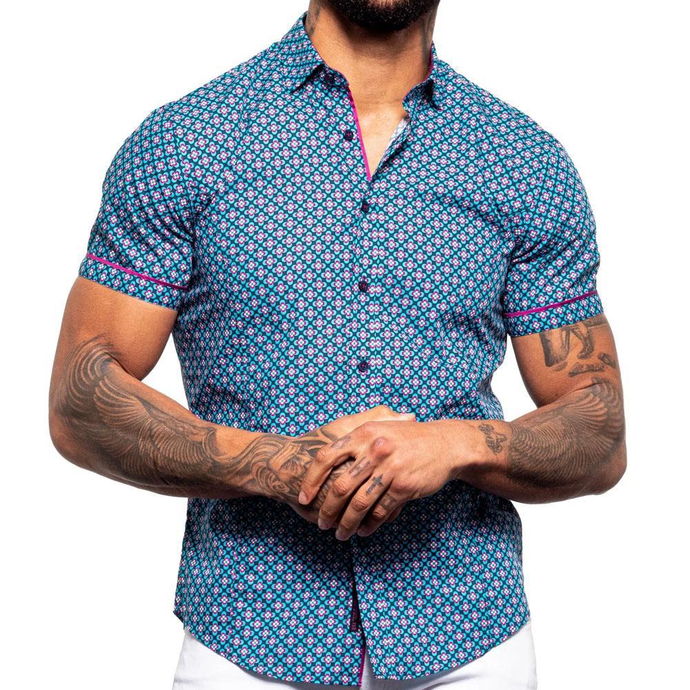 Beverly Hill Floral Navy Short Sleeve Shirt (M-2360)