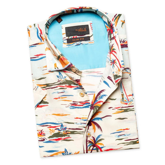 Tropicalia Patterned Short Sleeve Button Down Shirt by Eight-X
