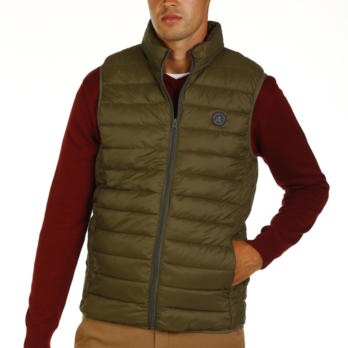 Men's Green Padded Sleeveless Vest by Time of Bocha