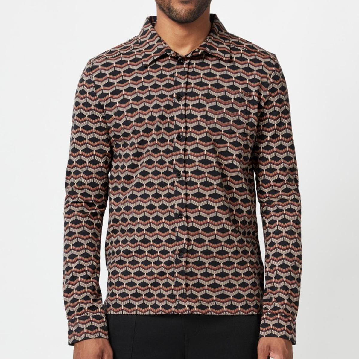 I Can Make Ya Black/Brown Geometric Print Long Sleeve Shirt by 4funkyflavours