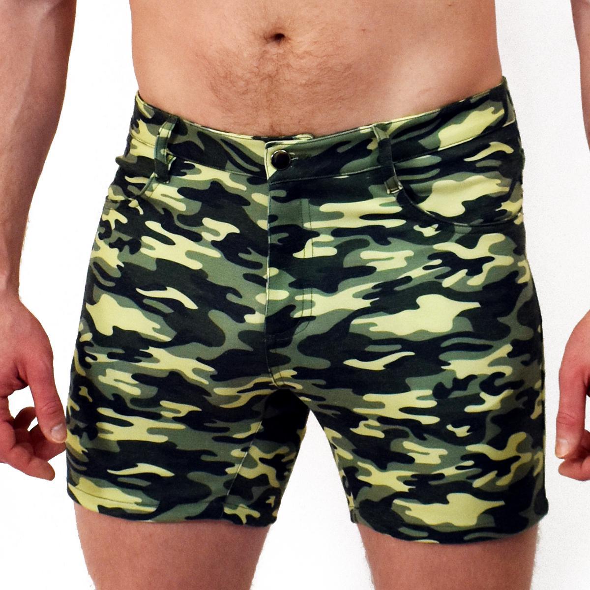 Green Camo 5" Printed Playa Stretch Short