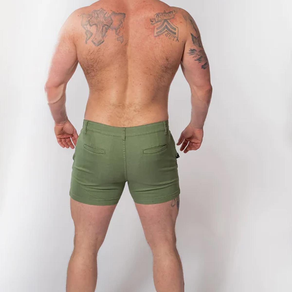 Jungle Green 4" Inseam Stretch Cotton Finn Shorts by TigerXHorse Denim