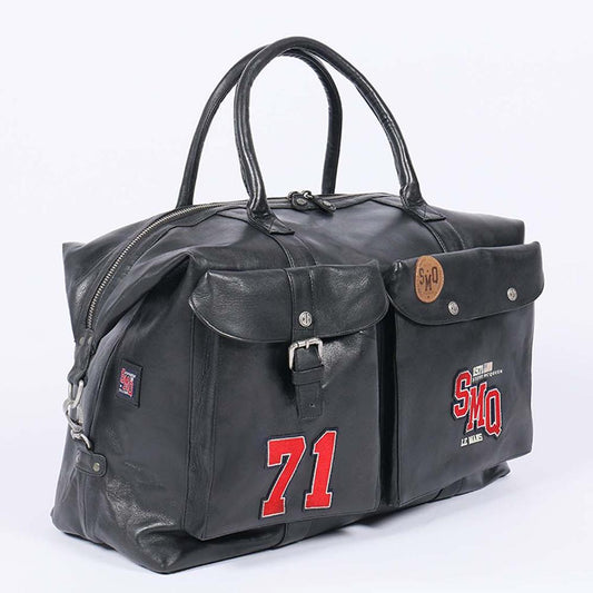 Steve McQueen Black Lambskin Leather Travel Bag
