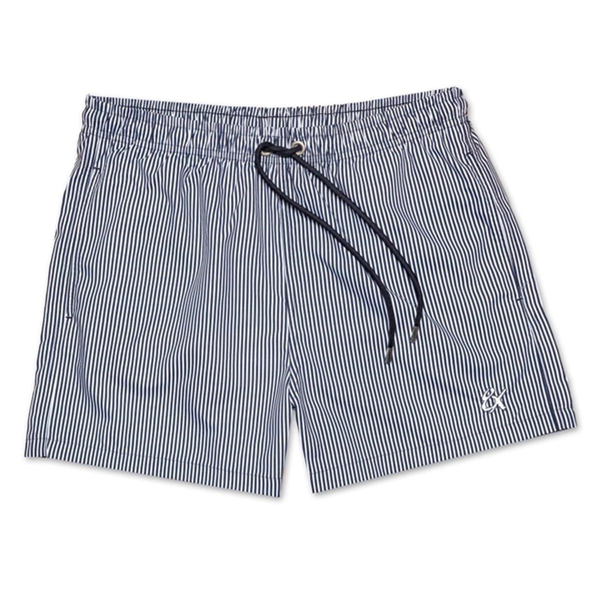 Navy Striped Slim Fit Swim Trunks by Eight X