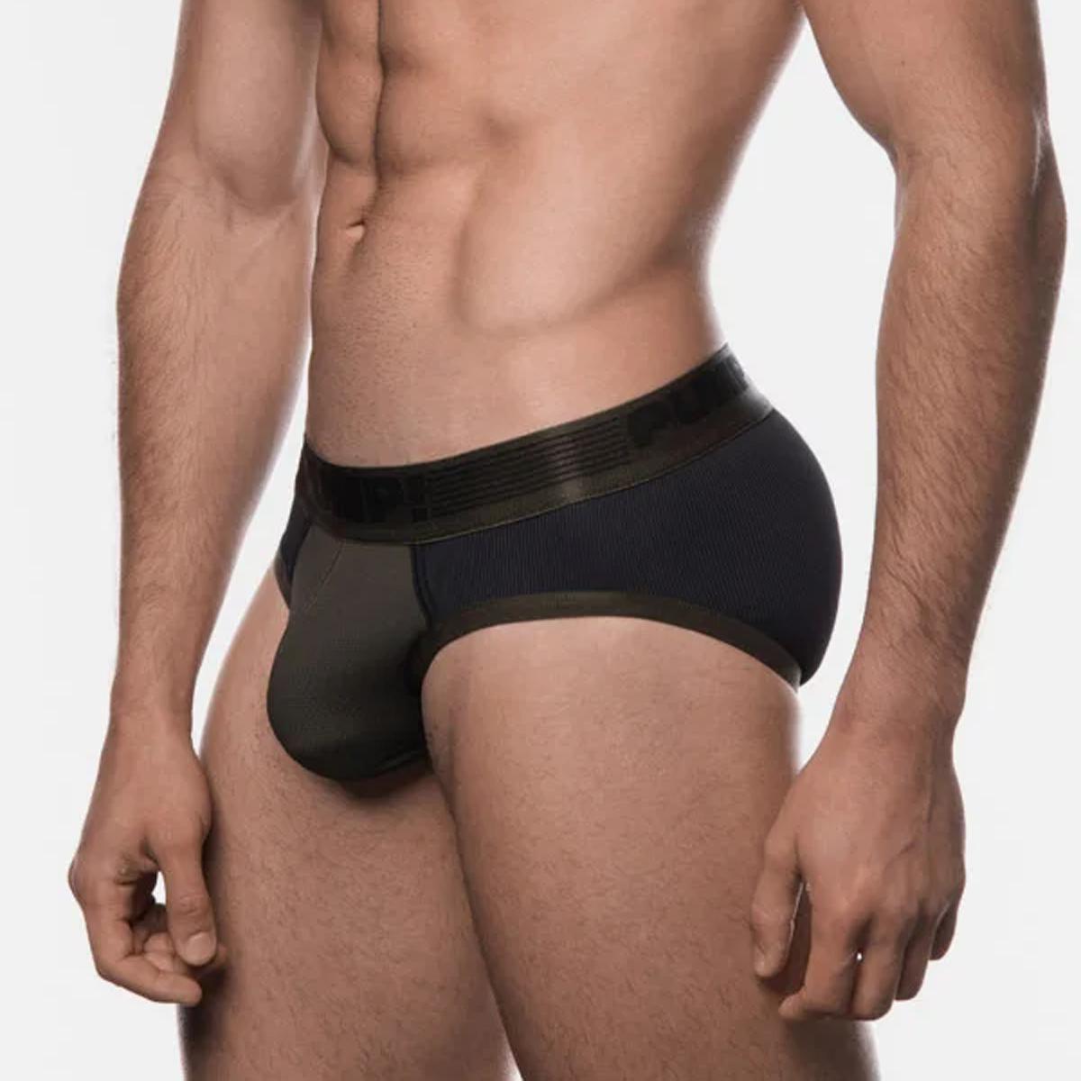 Military Ribbed Black/Army Green Brief by PUMP!