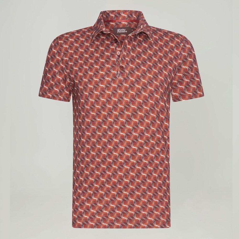 Freaky Frankie Rust/Ecru/Brown Short Sleeve Cotton Polo by 4FunkyFlavours