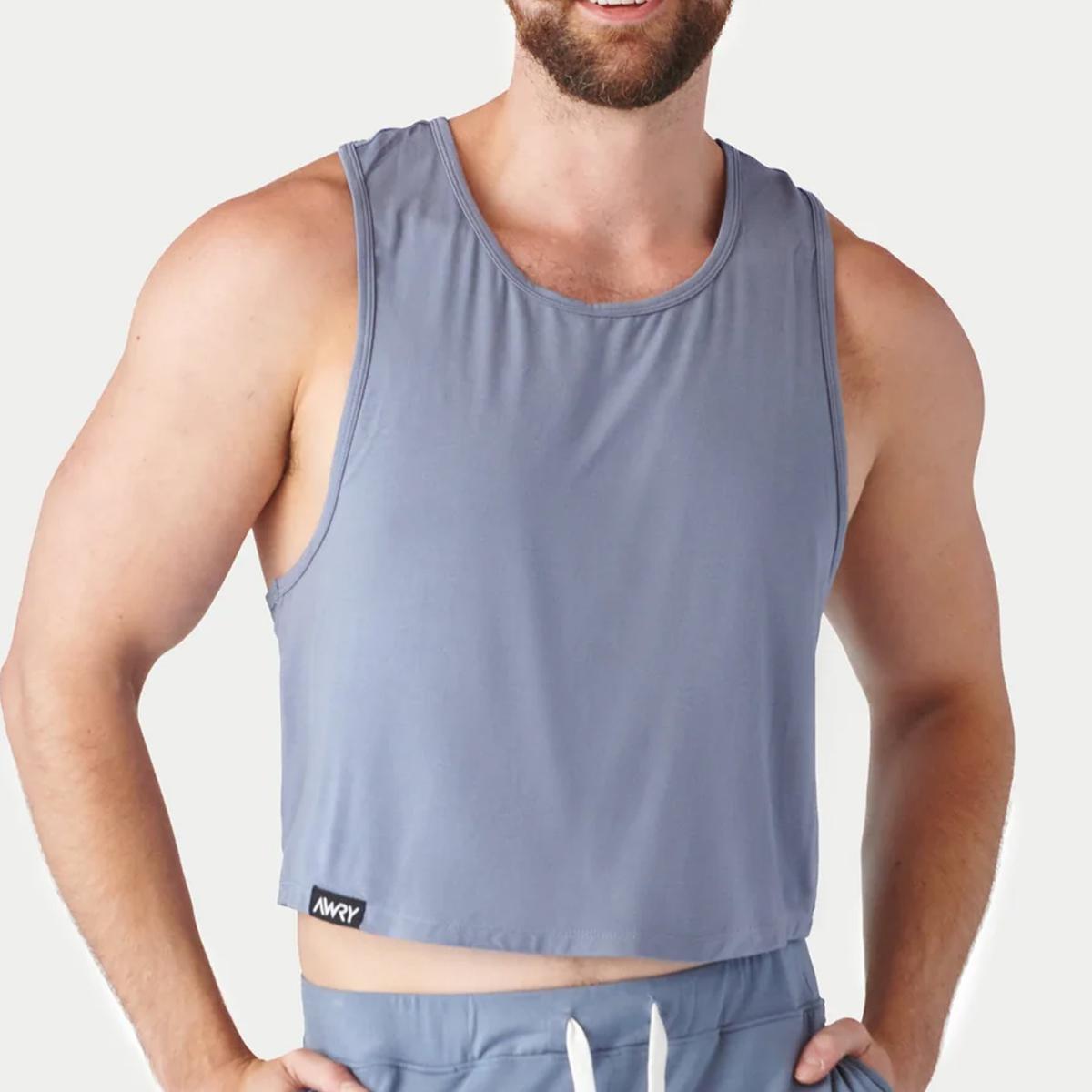 CLOUD Steel Blue Crop Tank by Awry Menswear
