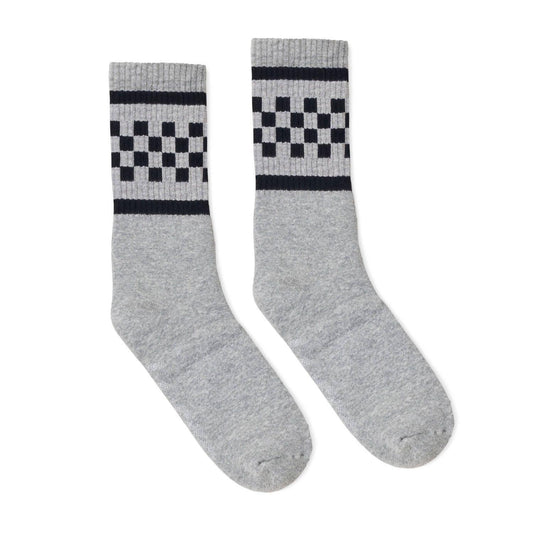 Black Checkered Heather Grey Crew Socks by SOCCO