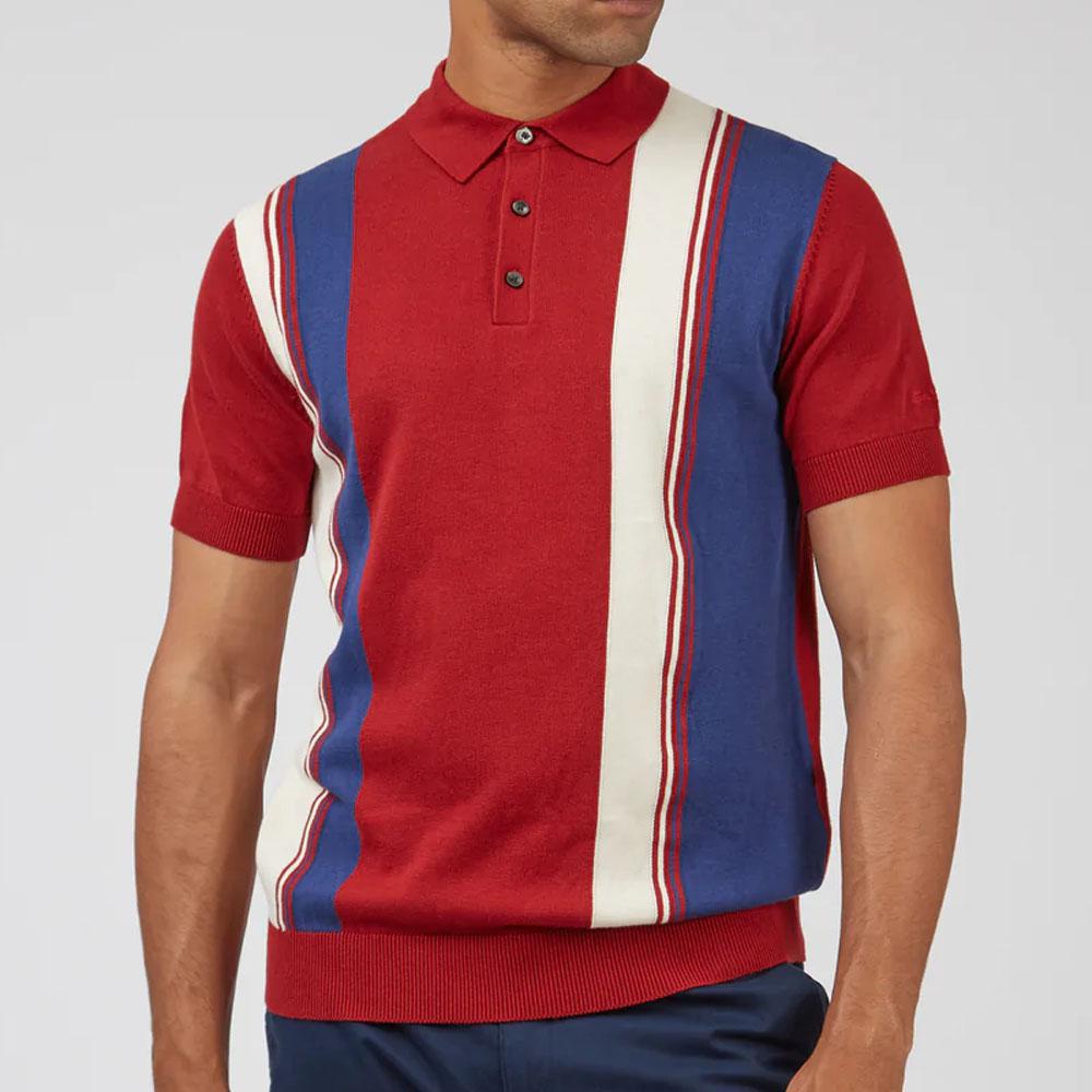 Signature Mod Red Knit Colorblock Polo by Ben Sherman