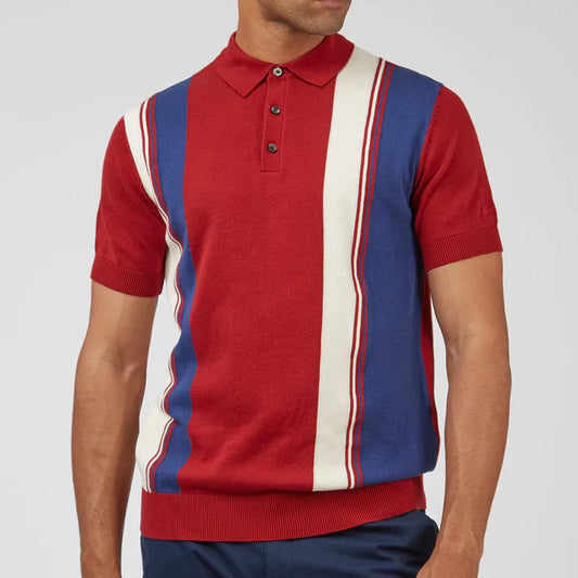 Signature Mod Red Knit Colorblock Polo by Ben Sherman
