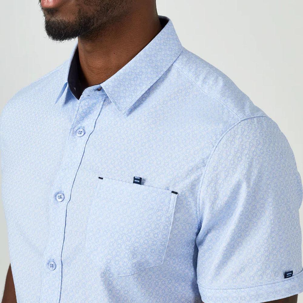 Teneca Light Blue Short Sleeve Patterned Shirt by 7Diamonds (SMK-7474)