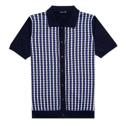 Navy Midnight Mosaic Knit Polo by Eight X
