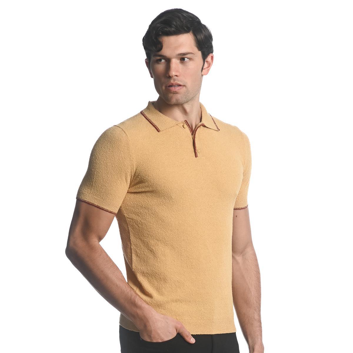 Dunes/Rust Lightweight Boucle Polo Shirt by Postmarc