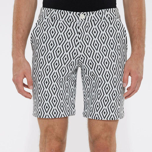 Black/White Ziggy 8" Inseam Knit Textured Jacquard Shorts by Postmarc (PM-2508)