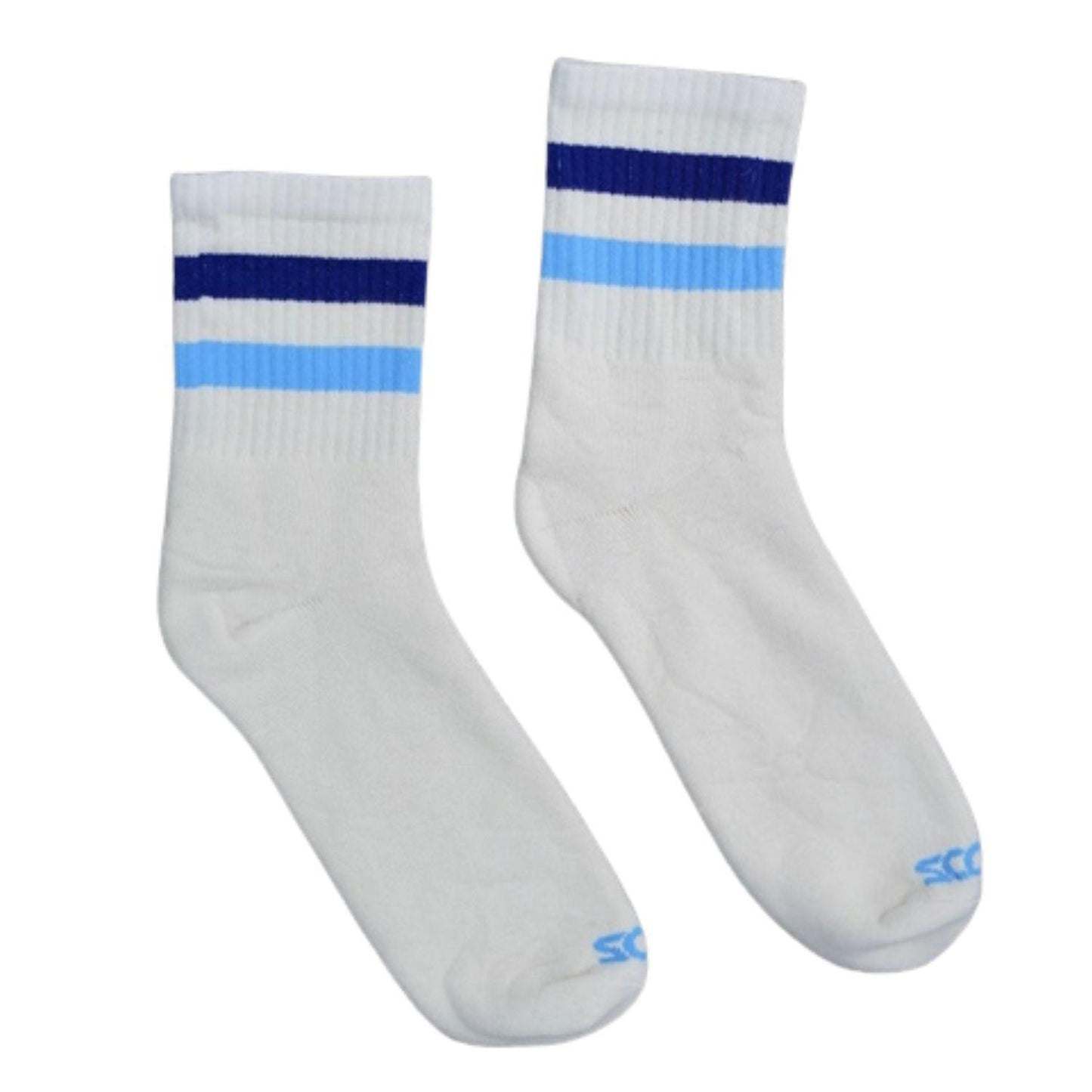 Shorty's Blue Shades Striped Natural Tube Socks by SOCCO