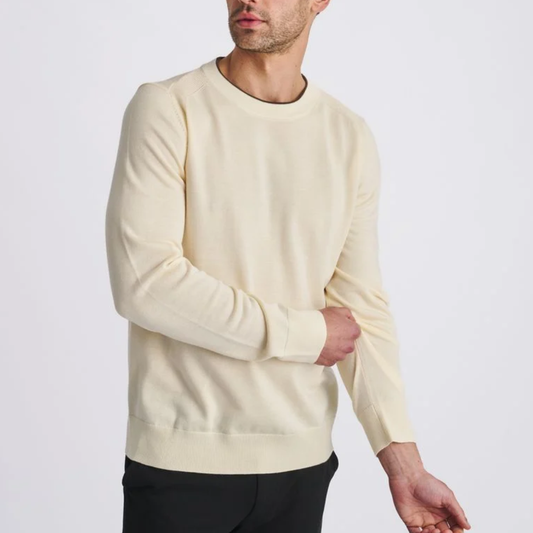 Yolk Contrast Crew Neck Wool Blend Knit Sweater by Postmarc