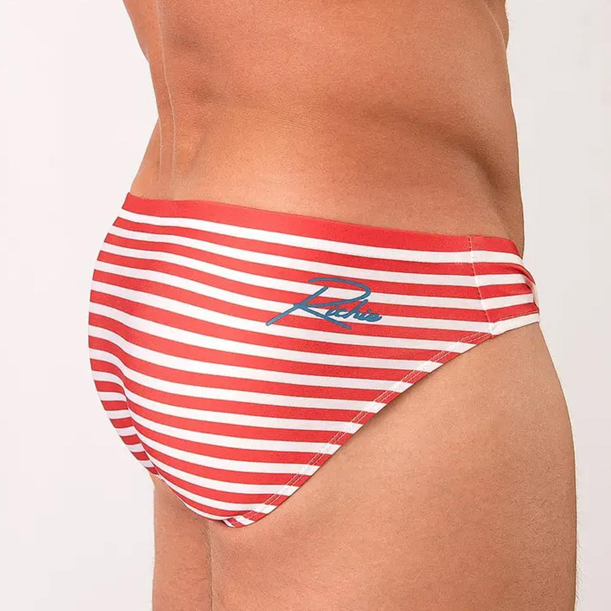 Amalfi Red Striped Swim Brief by Richie Lifestyle