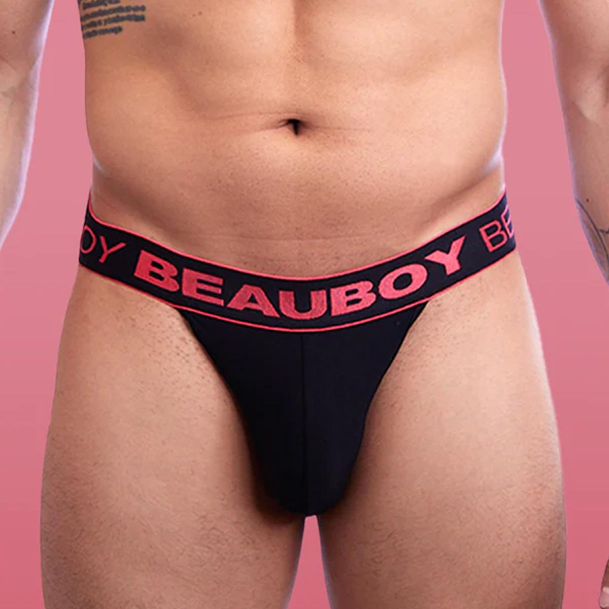 Coral/Black Core Thong by Beauboy Menswear