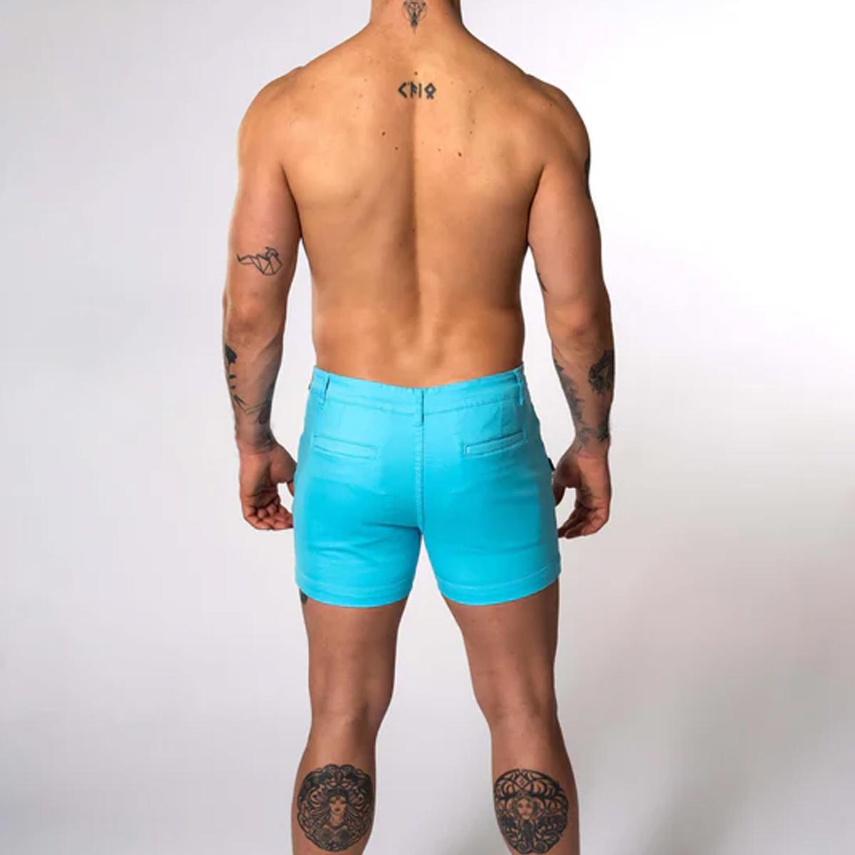 Malibu Blue 4" Inseam Stretch Cotton Finn Shorts by TigerXHorse Denim