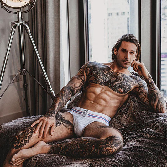 White High Waist Big-Band Jockstrap by Bill & Brandon Underwear