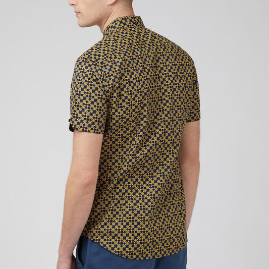 Mod Navy/Lemon Geometric Print Short Sleeve Shirt by Ben Sherman