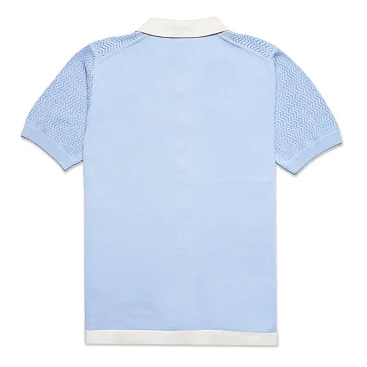 Light Blue Linear Cotton Candy Knit Polo by Eight X