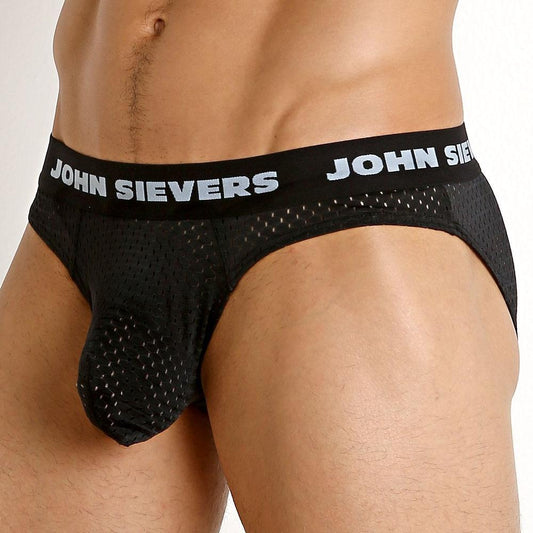 Stretch Mesh Natural Pouch Black Brief by John Sievers