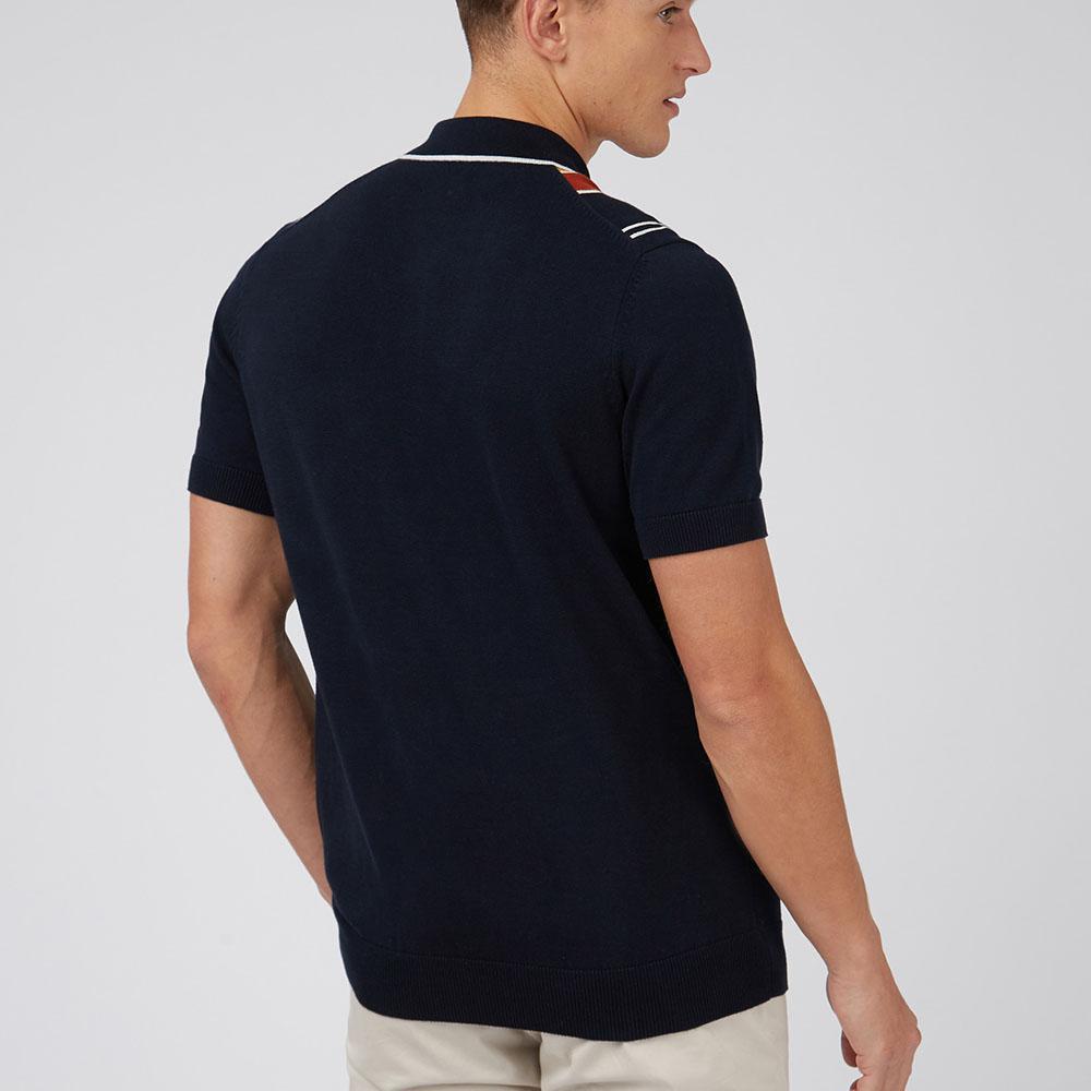 Signature Mod Knit Dark Navy/Sunflower Stripe Polo by Ben Sherman