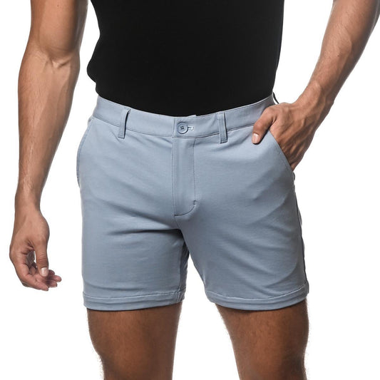 Cloud Blue 6" Inseam Textured Stretch Knit Chino Short by Postmarc