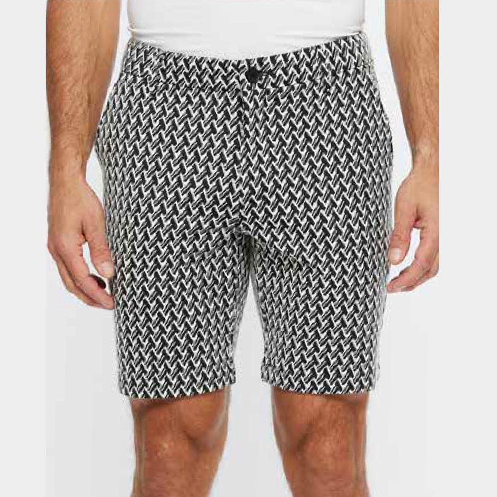 Black/White Ridge Point 8" Inseam Knit Textured Jacquard Shorts by Postmarc