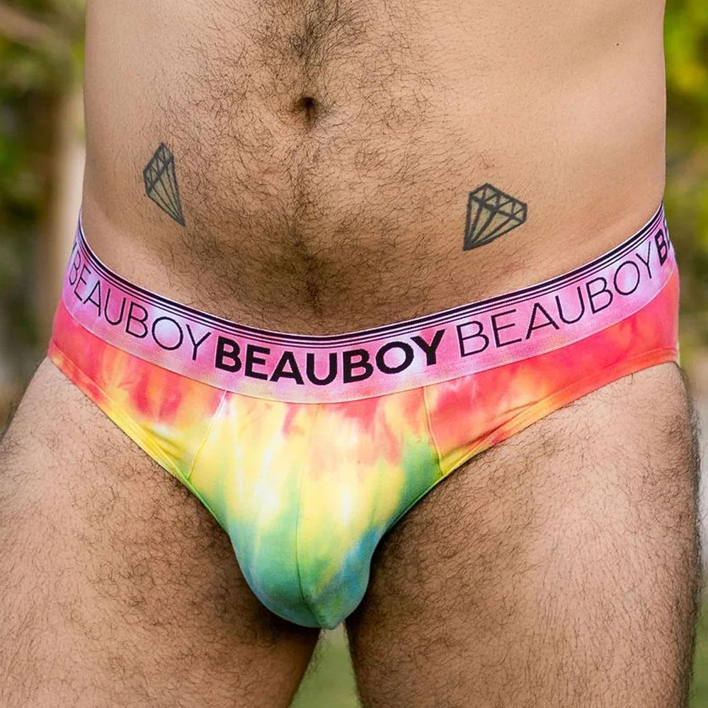 B Logo Rainbow Tie Dye Classic Brief by Beauboy Menswear
