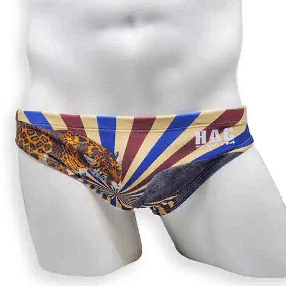 Circus Red/Blue/Tan 2" Side Swim Brief by HAC Swim