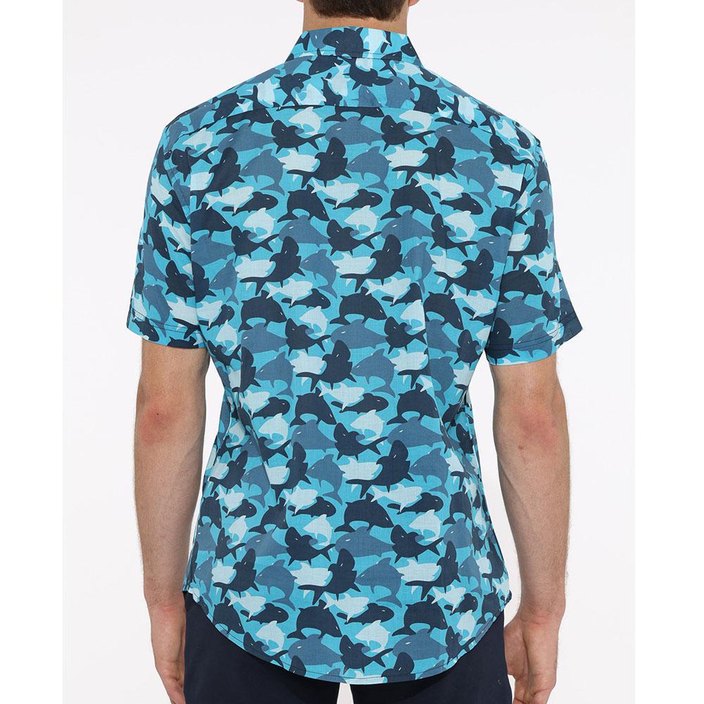 Blue Sharks Cotton Voile Short Sleeve Shirt by Postmarc (PM-44004)