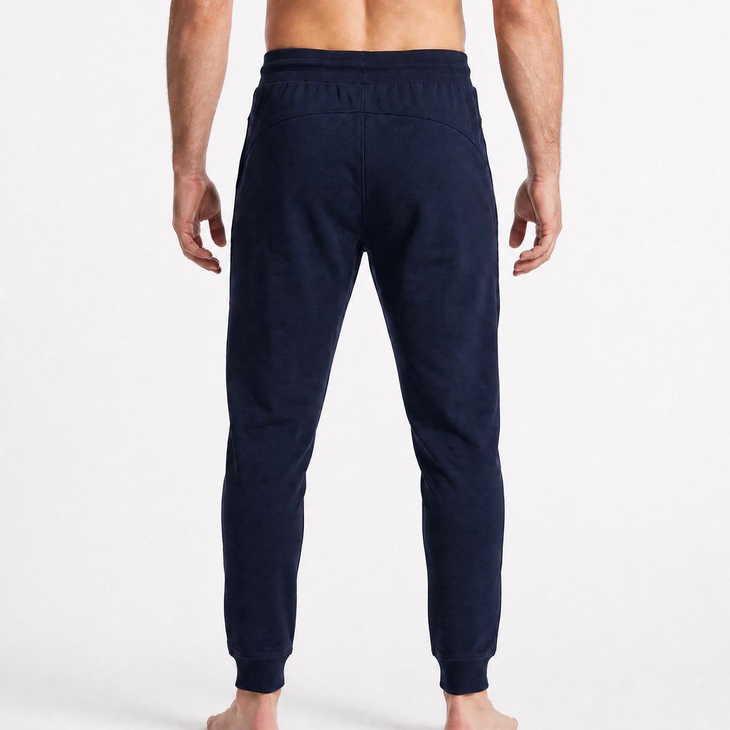 Soft Touch Navy Cotton Joggers with Side Trim