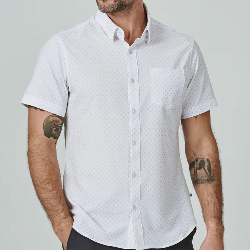 Hana White Short Sleeve Patterned Shirt by 7Diamonds (SMK-7551)