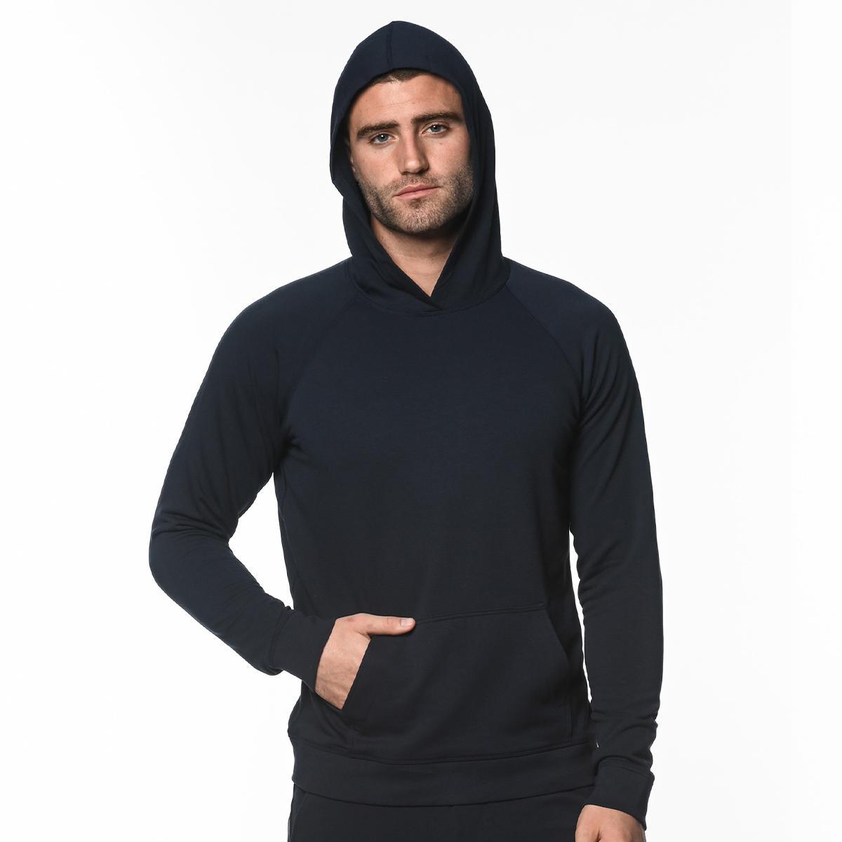 Navy Hoodie Stretch Fleece Pullover by Postmarc