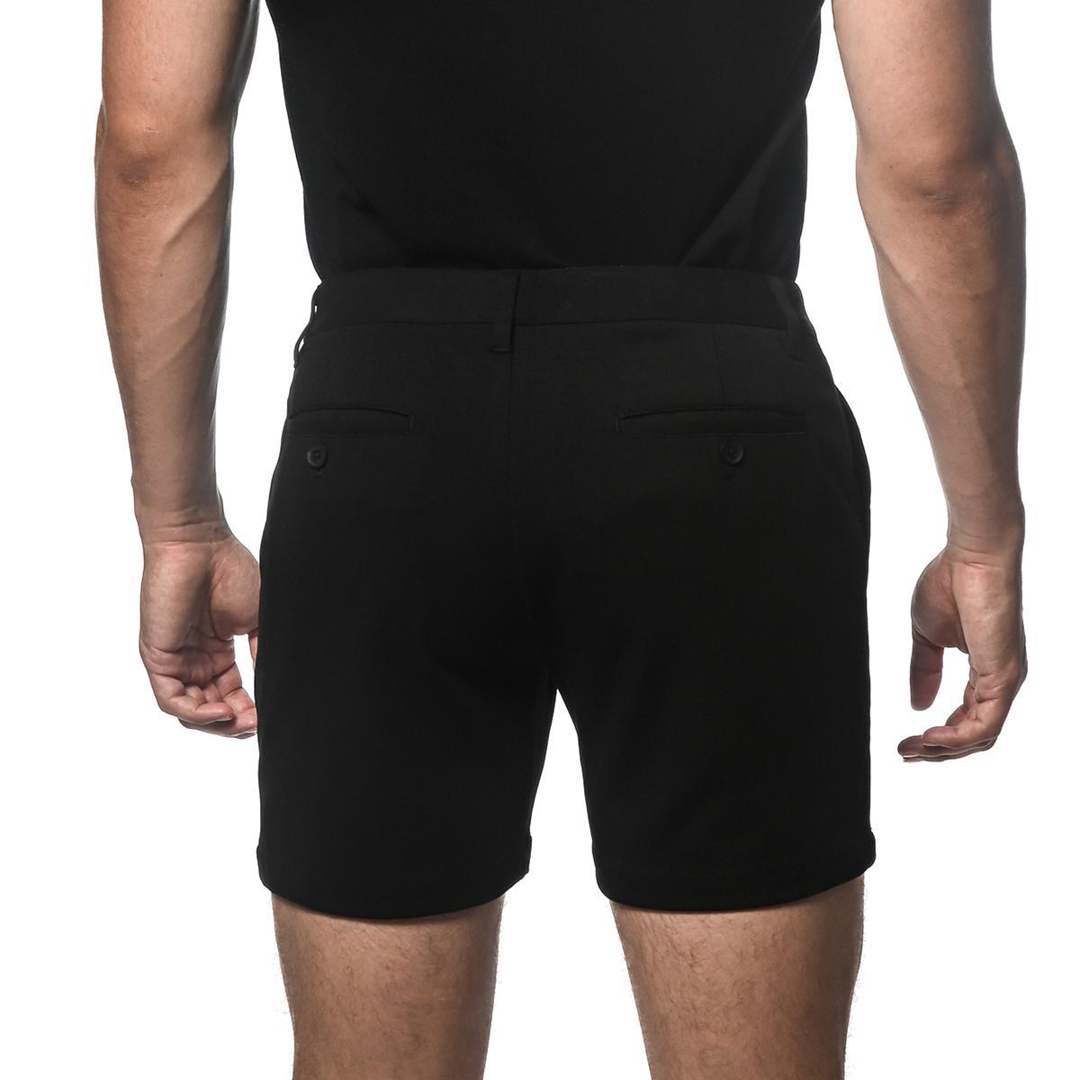 Black 6" Inseam Textured Stretch Knit Chino Short by Postmarc