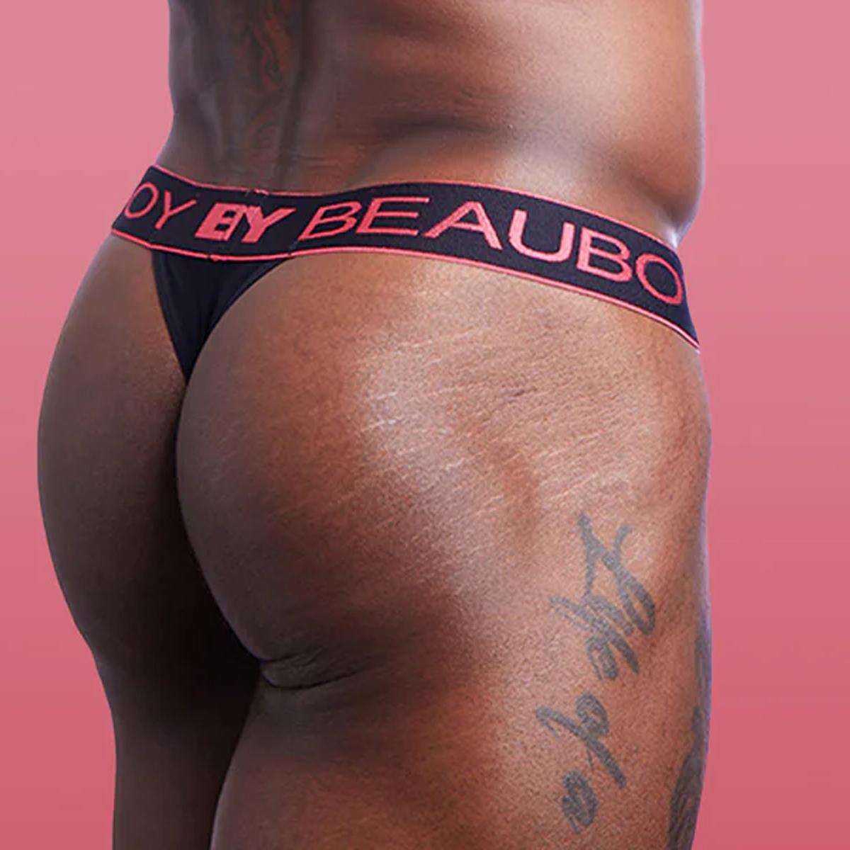 Coral/Black Core Thong by Beauboy Menswear