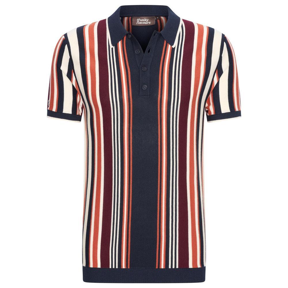 Reaching For Our Star Blue/Red/White Striped Knit Polo by 4funkyflavours