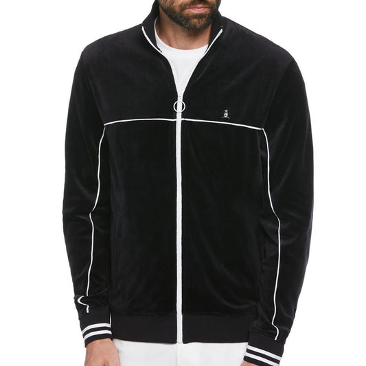 True Black Velour Earl Track Jacket by Original Penguin