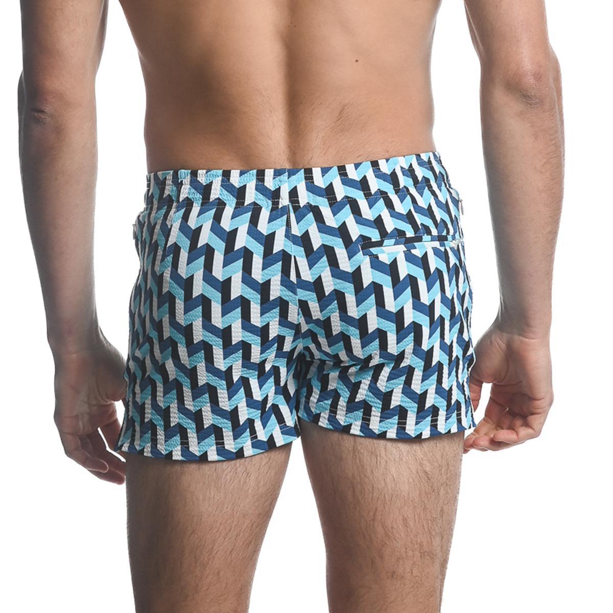 Royal/Cyan 3D Chevron Swim Shorts by Postmarc