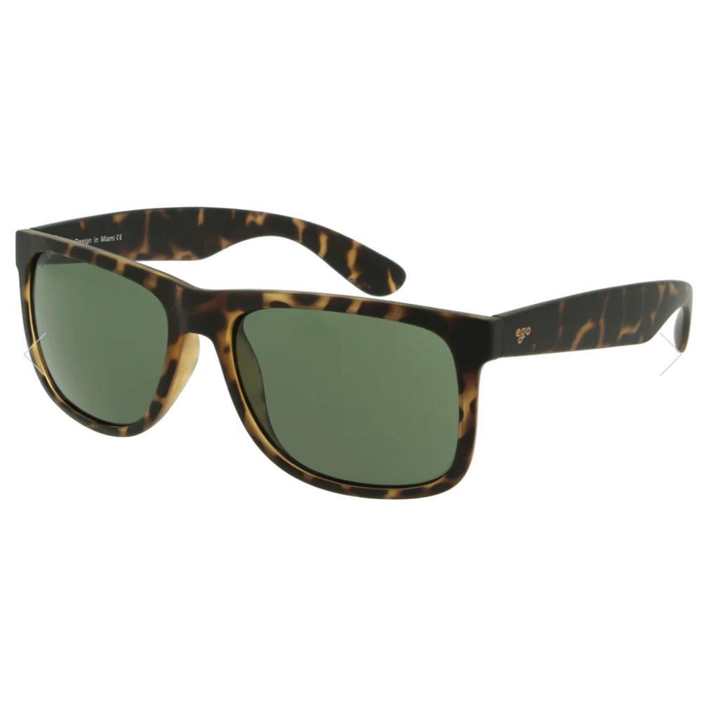 Justin Matte Tortoise with Green Lens Sunglasses by Ego Eyewear (7132)