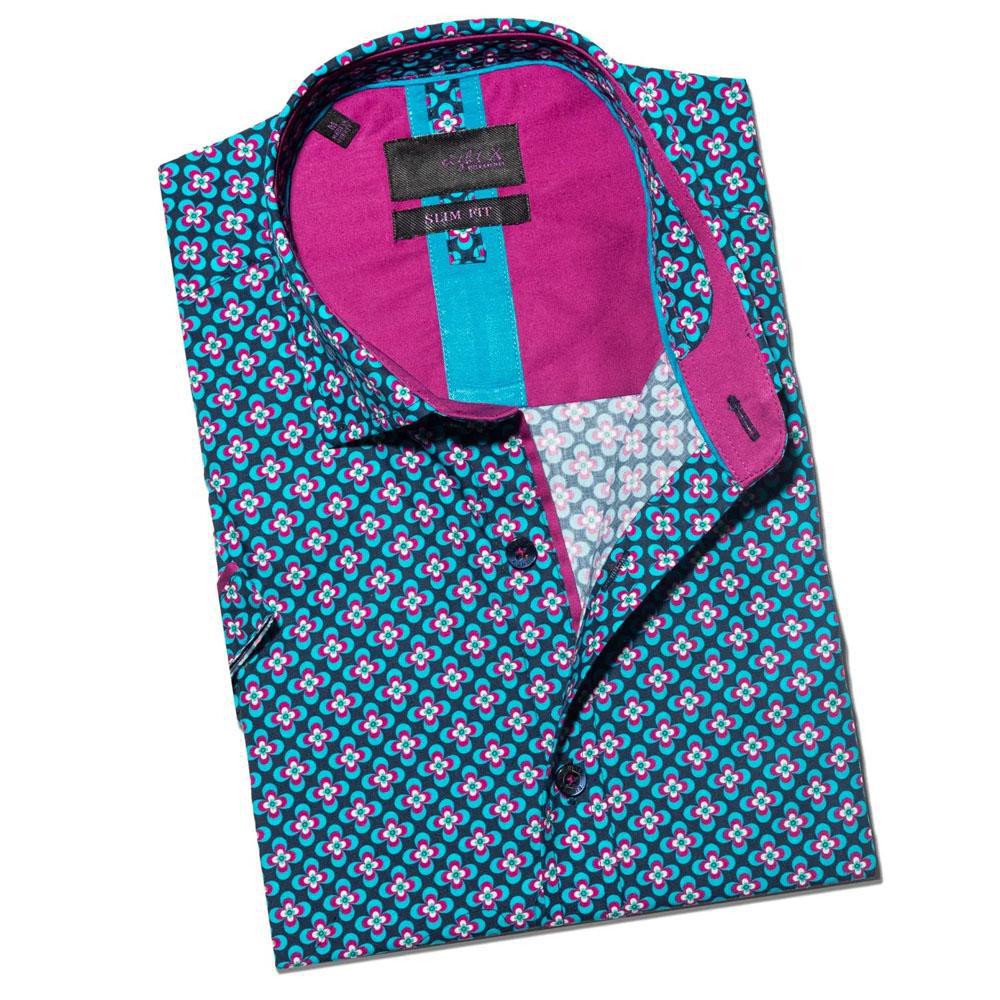 Beverly Hill Floral Navy Short Sleeve Shirt (M-2360)