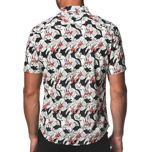 Black/Ecru Orchid Short Sleeve Shirt by Postmarc