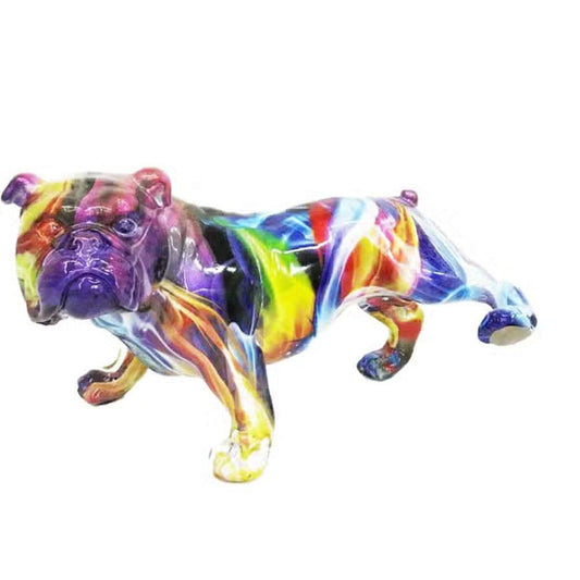Painted Smoke Art Bull Dog W/Leg Up Sculpture - 10.5" Long by Interior Illusions Plus