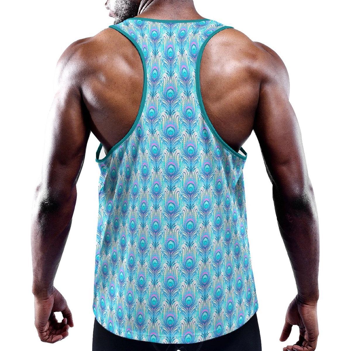 Peacocks White/Aqua Blue Y-Back Racer Tank from Assassin Menswear
