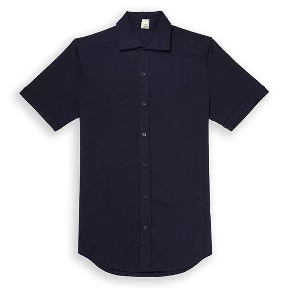 Short Sleeve Navy Polished Shirt by Swet Tailor (ST-6004)