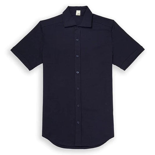 Short Sleeve Navy Polished Shirt by Swet Tailor (ST-6004)