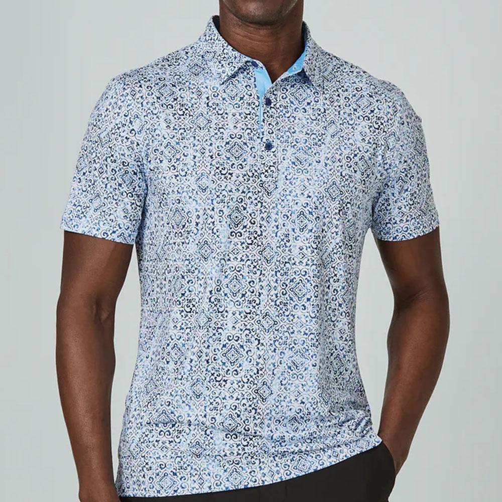 Tavira Blue Patterned Polo by 7Diamonds (SMP-1638)