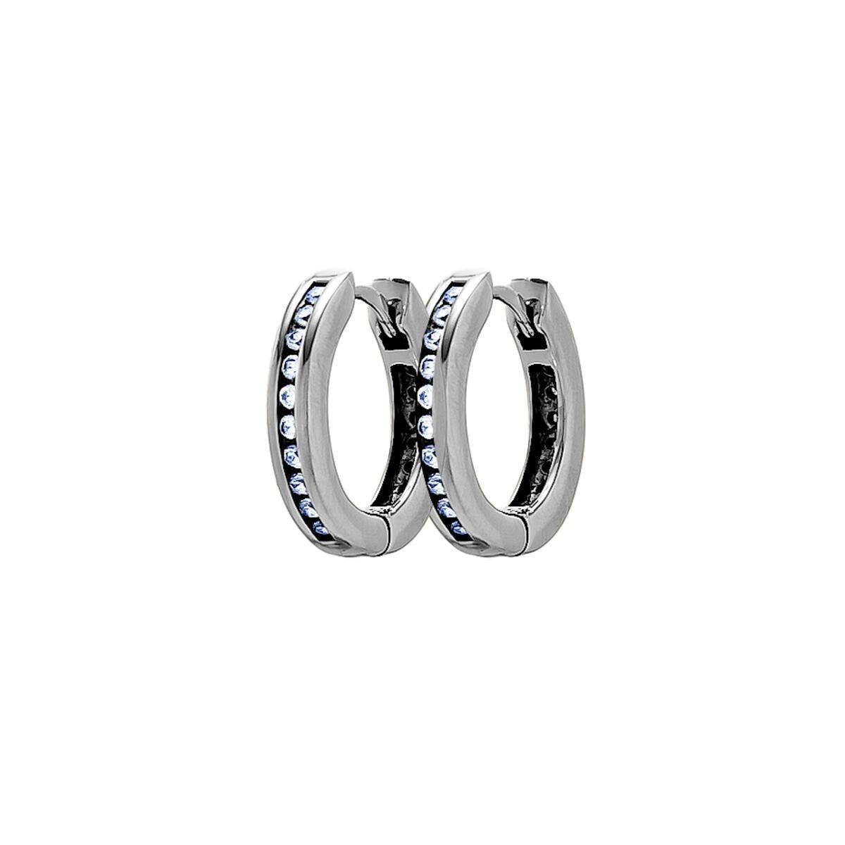 Micro Diamond Hoop Earring in White Gold by Gold Gods